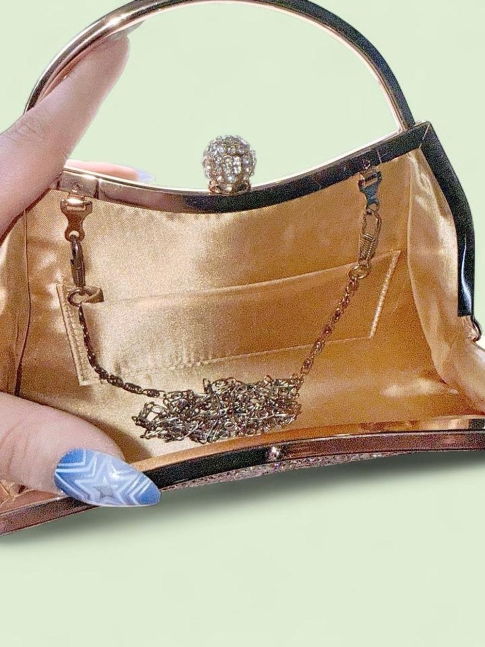 Vintage Gold and Silver Crystal Evening Clutch - Picture 6 of 6